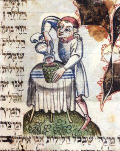 En hushjælp, der skænker vin (vellum) af Italian School