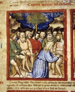 Abraham omskærer jøderne, illustration fra "The Codex of Padua" 1390-1400 af Italian School
