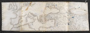 Tilføje. 21592, f.1r Kort over Europa og Asien. Portolano, på enogtyve kort, over lande på begge halvkugler (vellum) af Italian School