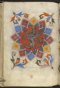 Tilføje. 21965, f.5v Heraldisk figur: En griffin, Statut for Skrædderlauget, fra 
