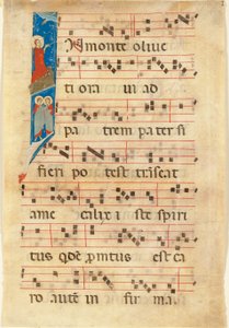 Agony in the Garden, historisk initial I på et blad fra en oplyst manuskriptkorbog (vellum) af Italian School