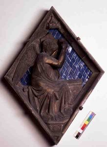 Allegorisk figur, reliefplade fra Campanile (marmor og keramik) af Italian School