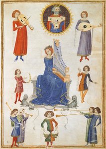 Allegori over musikken, manuskript V A folio 27 fra Musikinstituttet af Severin Boezio af Italian School