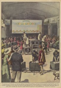 En original ceremoni til en original tombola (farvelitografi) af Italian School