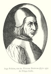 Ange Politien, tire du portrait of Doctor Men, 1572 af Filippo Galli (gravering) af Italian School