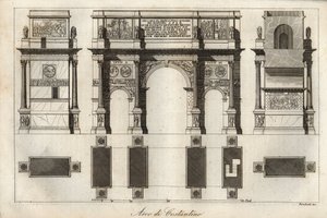 Konstantinbuen i Rom (315 e.Kr.) - indgravering fra "" Skikke og traditioner for alle folk i universet. Det vil sige historien om regeringen, lovene, militsen, om alle nationers religion fra de fjerneste tider til i dag "1856 af Italian School