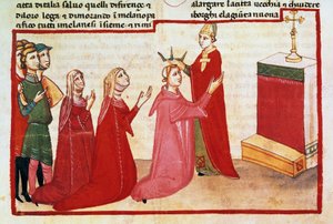 Ærkebiskop af Milano kroner Henrik VII og hans kone af Italian School