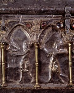 Ark of Barbarossa, med scener fra Johannes Døberens liv (træ, bladsølv og sten af Italian School