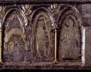 Ark of Barbarossa, med scener fra Johannes Døberens liv (træ, bladsølv og sten af Italian School