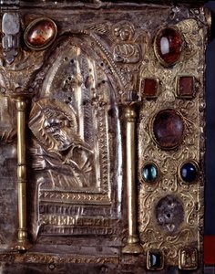Ark of Barbarossa, med scener fra Johannes Døberens liv (træ, bladsølv og sten af Italian School