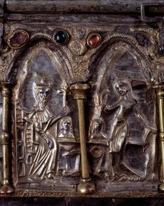 Ark of Barbarossa, med scener fra Johannes Døberens liv (træ, bladsølv og sten af Italian School