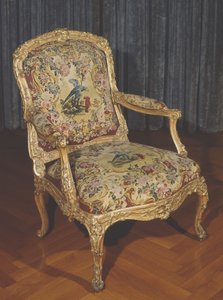 Armchar à la Reine (forgyldt træ og polstring)
