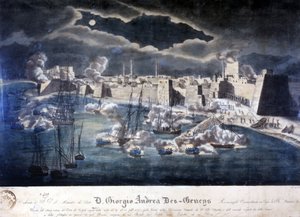 Angreb fra den sardinske flåde på havnen i Tripoli under operationer mod barbarisk pirateri i 1825. af Italian School