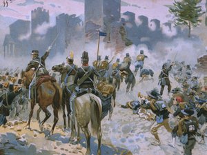 Slaget ved Solferino og San Martino, 24. juni 1859, illustration fra et album om Risorgimentos historie lavet til chokoladen Talmone, slutningen af det 19. århundrede