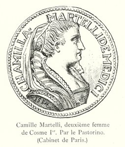 Camille Martelli, anden hustru til Cosimo I, af Pastorino, Cabinet de Paris (gravering) af Italian School