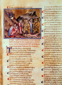 Canto XXIII Dante og Virgil i Hyklernes Cirkel, med Kajfas korsfæstet på jorden, fra den guddommelige komedie (infernoet), ca. 1313 af Italian School