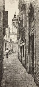 Carlo Goldonis hus i Venedig, Italien, gravering fra tegning af A Lazzaretti, fra L