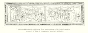 Cassone eller ægteskabskiste fra det 15. århundrede, der repræsenterer Adimari og Ricasoli bryllupper, konserveret på Museum of the Academy of Fine Arts i Firenze (gravering) af Italian School