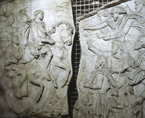 Støbt af en del af relieffet fra Trajans-søjlen, Rom (gips) af Italian School