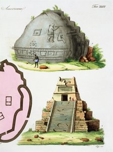 Centralamerikanske antikviteter, detalje af to pyramider, plade 47 fra 