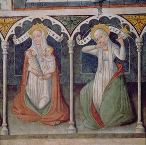 Charity and Temperance (fresko) af Italian School