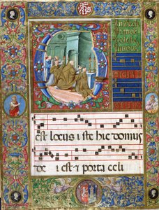 Korminiature med pave Alexander II, der fejrer messe i klosteret (pigment på vellum) af Italian School