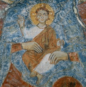 Kristus, detalje af fresken af Madonna og Barnet med englene Raffael og Gabriel af Italian School