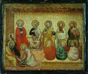 Kristus vasker disciplenes fødder, Arezzo, ca. 1390 af Italian School