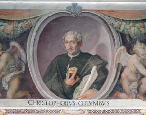 Christopher Columbus, i Sala del Mappamondo af Italian School