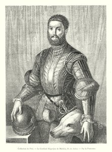 Samling af Pitti, kardinal Hippolyte de Medici, søn af Julian, af Pontormo (gravering) af Italian School