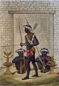 Congo-stammer og fetichfigurer bevogter Sabas eller suverænens palads, ca. 1820