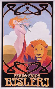 Kopi af en plakat fra 1909, der reklamerer for Bisleri