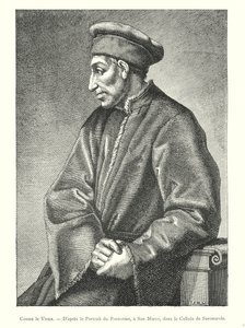 Cosmo den Ældre, efter portrættet af Pontormo, ved San Marco, i Savonarolas celle (gravering) af Italian School