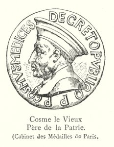 Cosimo den Ældre, Fædrelandets Fader, Paris Medaljeskab (gravering) af Italian School