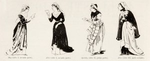 Kostumer fra operaen Falstaff af Verdi, fra LIllustrazione Italiana, XX, N. 8, 19. februar 1893 af Italian School