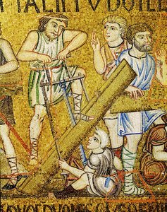 Håndværkere, der bygger arken ... (mosaik) af Italian School