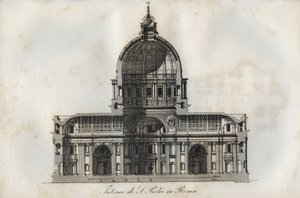 Tværsnit af Peterskirken (St. Peters basilika) i Rom - indgravering fra "" Skikke og traditioner for alle mennesker i universet. Det er historien om regeringen, lovene, militsen, om religionen i alle nationer fra de fjerneste tider op til af Italian School
