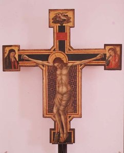 Krucifiks (tempera på træ) af Italian School