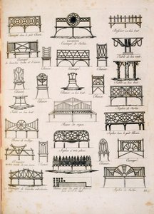 Design til havesæder, fra A Compendium of Drawings, af J.G. Grohmann, udgivet 1805 af Italian School