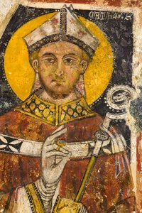 Detalje af triptyken, der forestiller San Cataldo, katedralens krypt af Italian School