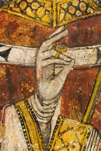 Detalje af triptyken, der forestiller San Cataldo, katedralens krypt af Italian School