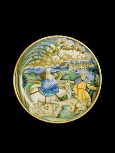 Dish with the Flight into Egypt af Italian School