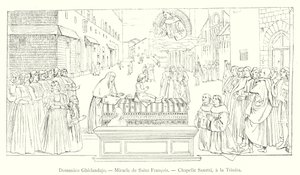 Domenico Ghirlandaio, Miracle de Saint Francois, Chapelle Sassetti, a la Trinita (gravering) af Italian School