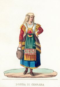 Donna Di Cerbara (farvet gravering) af Italian School