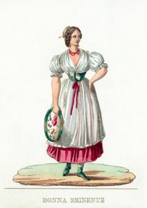 Donna Eminente (farvet gravering) af Italian School