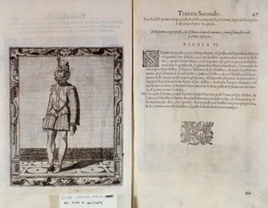 Dobbeltside af Le Gratie dAmore (Le Grazie dAmore) af den italienske danser Cesare Negri kaldet Il Trombone (1536-1604), traktat om dans af Italian School