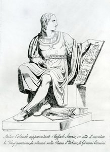 Tegning af en statue af Giovanni Ceccarini af Raffaello Sanzio da Urbino af Italian School