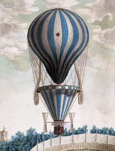 Tidlig varmluftsballon under flyvning af Italian School