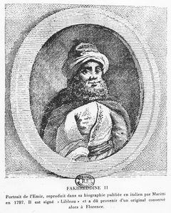 Emir Fakhr-al-Din II (gravering) af Italian School
