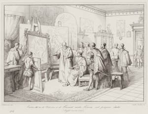 Henrik III, konge af Polen og Frankrig, besøger Titian i sit atelier af Italian School